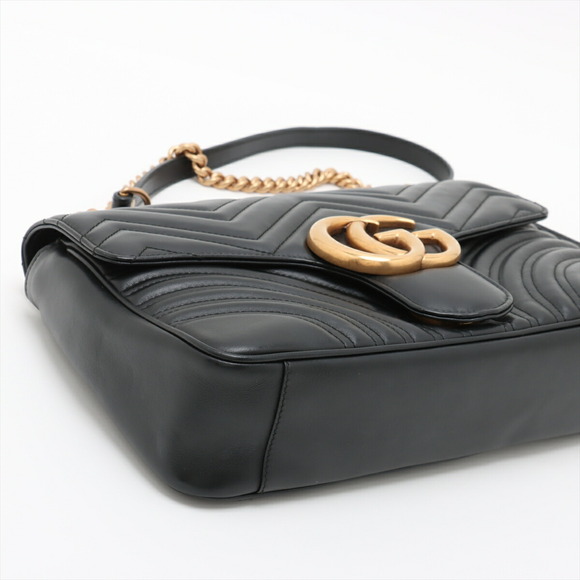 Gucci GG Marmont Leather Chain Shoulder Bag Black - Picture 4 of 8